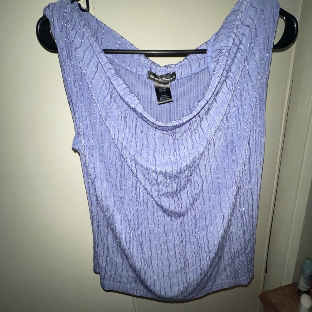 Drape neck shimmery top
